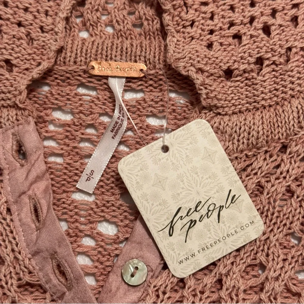Free People Pointelle Pullover in Mauve Rose